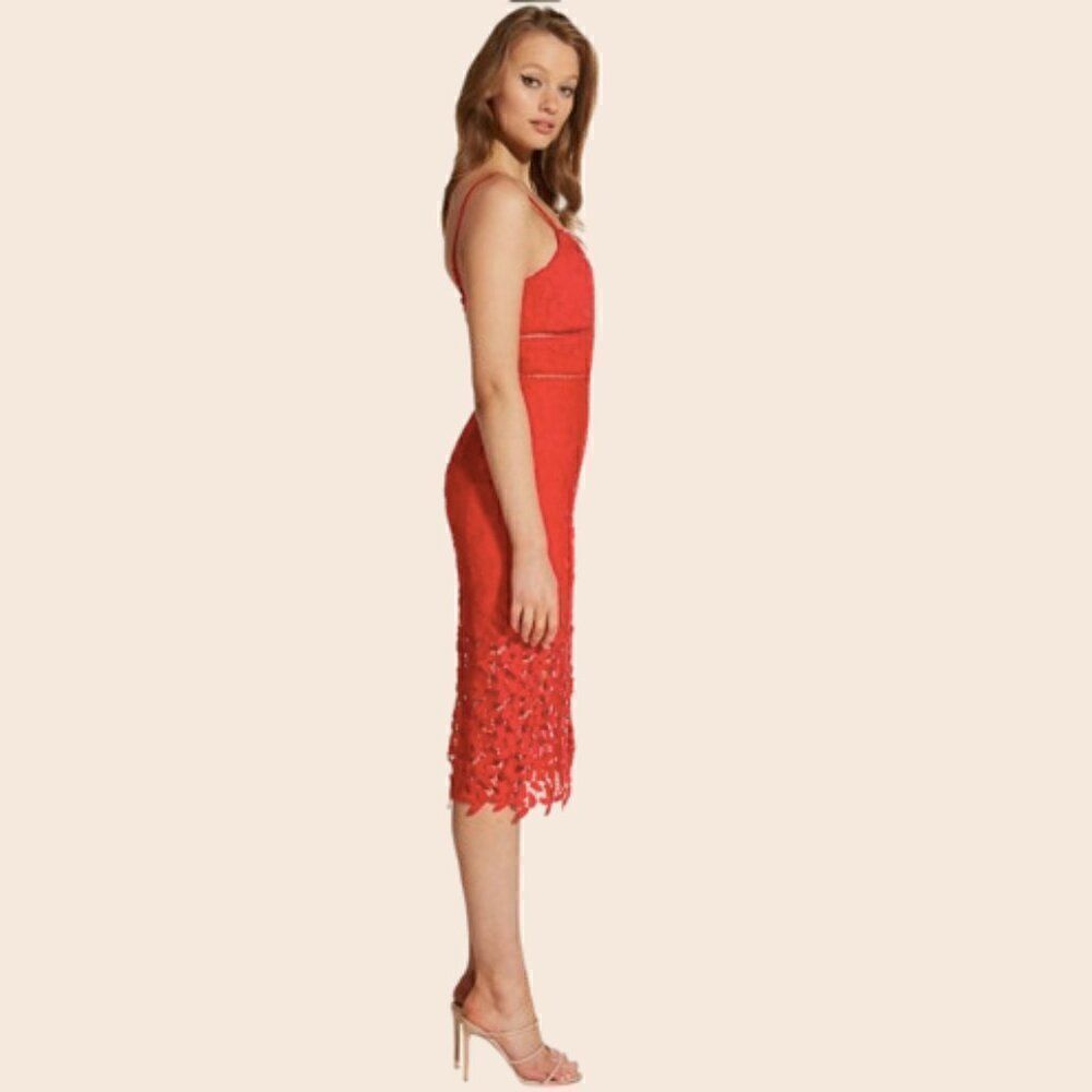 Bardot Red Roxy Leaf Lace Dress Size 4 - Picture 2 of 16